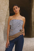 Top Amparo Cuadros Azul